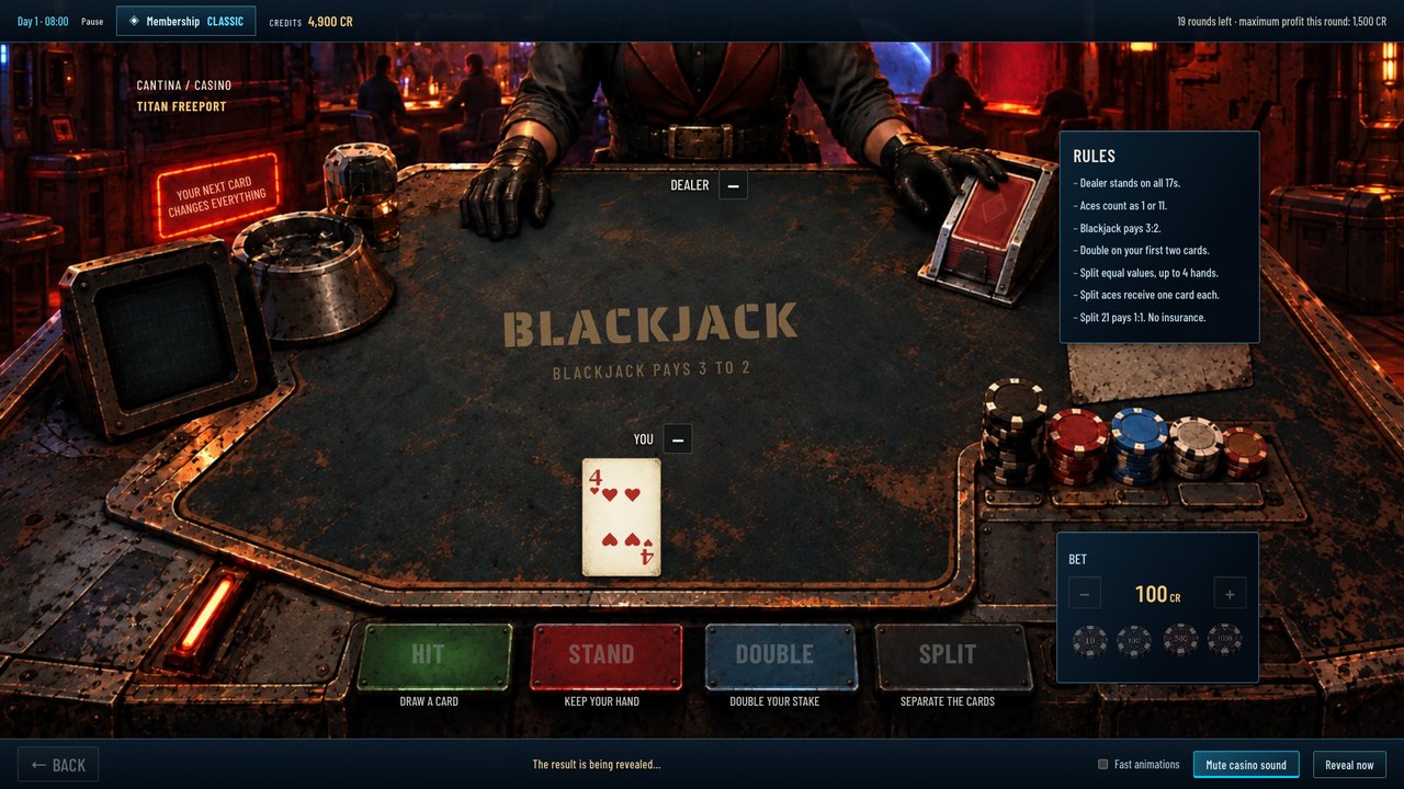 Blackjack table in the game casino