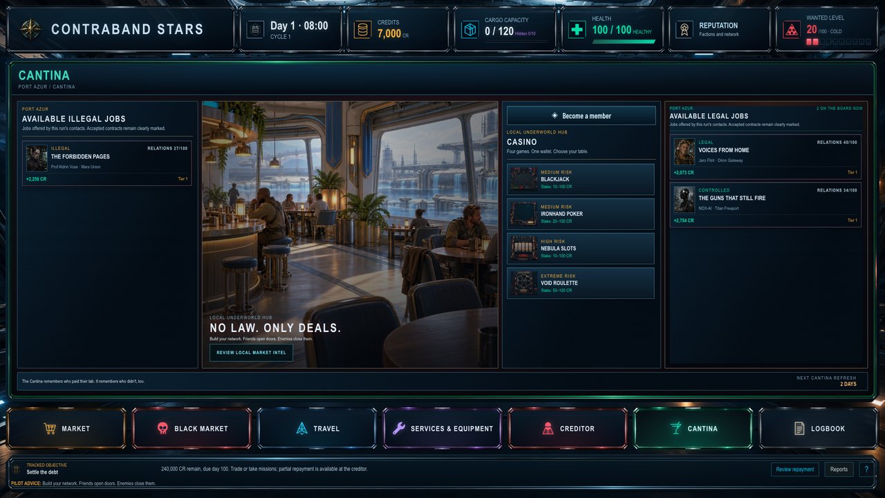 Station interior and game interface