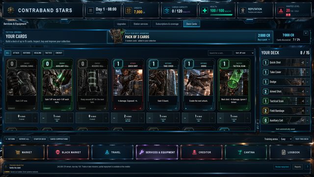 Cards and deck-building screen
