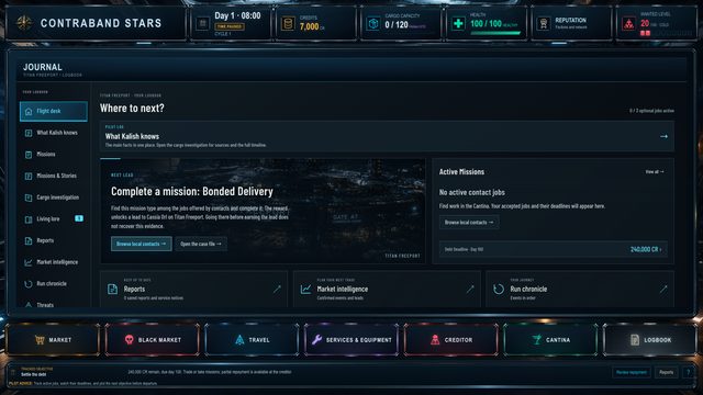 Missions and pilot log